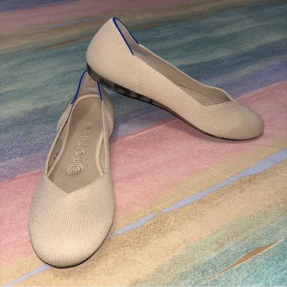 Rothy's The Flat Ecru Knit Fabric Slip On Everyday Ballet Flats Women’s US 6.5 - Picture 3 of 10